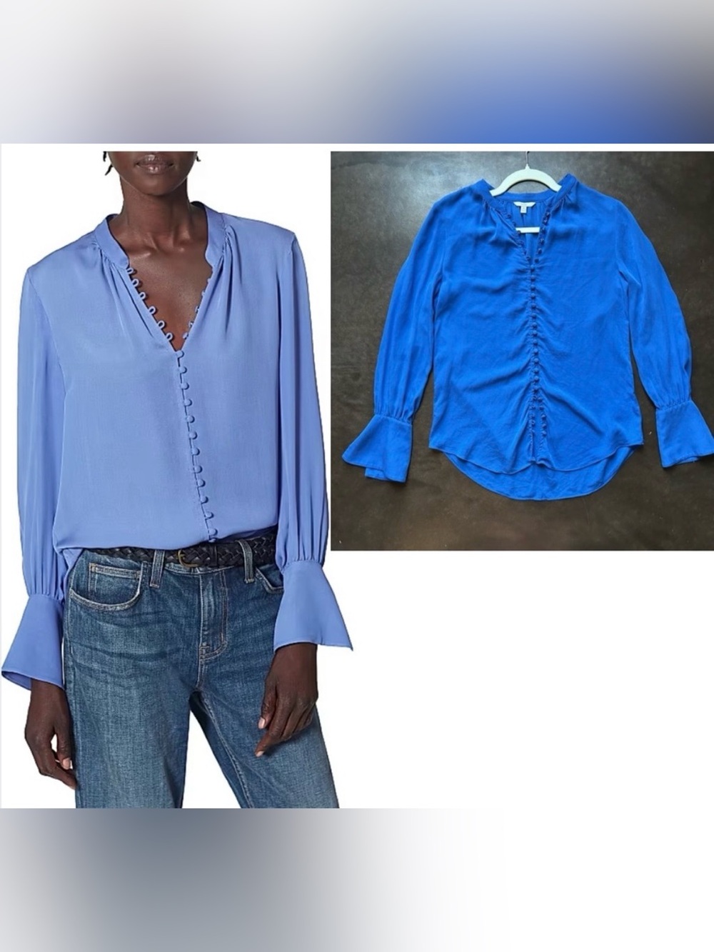 Joie 100% silk Vibrant Blue Button-Down Blouse- size medium